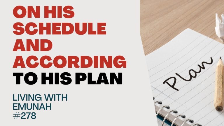 Living With Emunah (Part 278): On His Schedule and According to His Plan